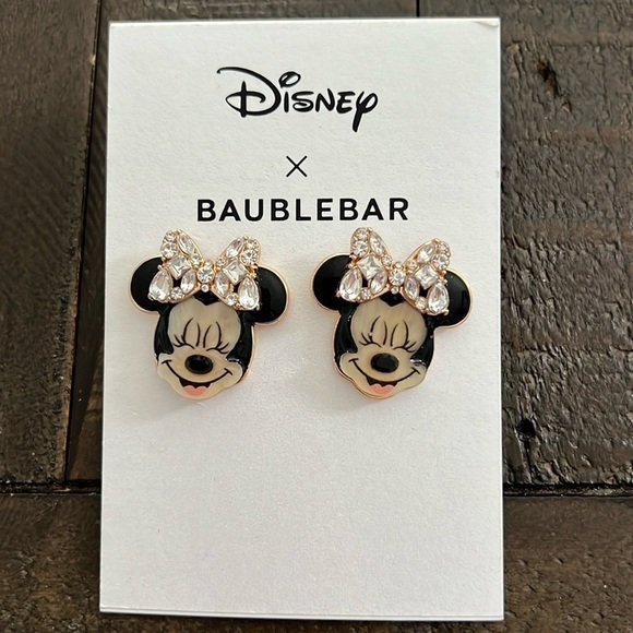 Disney x BAUBLEBAR Minnie Mouse Rhinestone Bow Earrings New - Picture 5 of 5